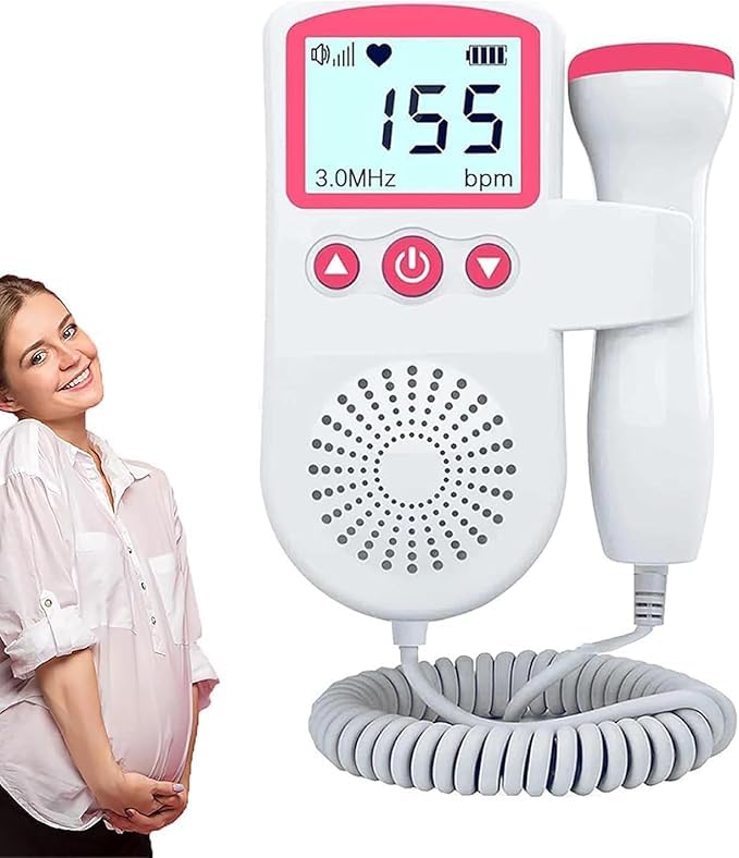 fetal doppler with in-built speaker & smart noise reduction | portable fetal heart rate monitor with lcd display & heartbeat detection | pregnancy monitoring device for home & clinic use