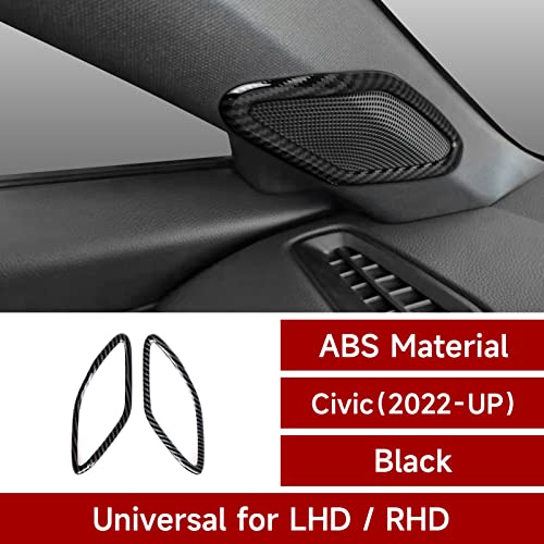 Image of Car Window Pillar Speaker Cover Decals for 2022 2023 2024 2025 2026 Honda Civic 11th Gen Accessories ABS Carbon Fiber Stickers