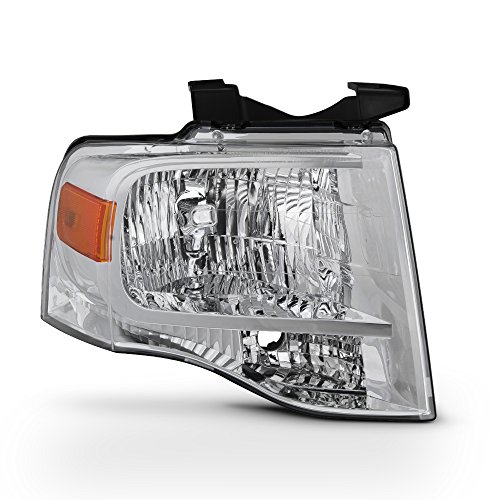 AKKON - For 2007-14 Ford Expedition 4-Door SUV Passenger Side Only Headlight Assembly Chrome Housing Clear Lens