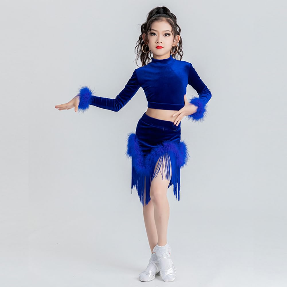 Dziewczęcy Strój do Tańca Latynoamerykańskiego Z Frędzlami do Tańca Towarzyskiego Tango Salsy Cha Cha Tańca Towarzyskiego Sukienki Konkursowe Codzienne Ubrania Treningowe
