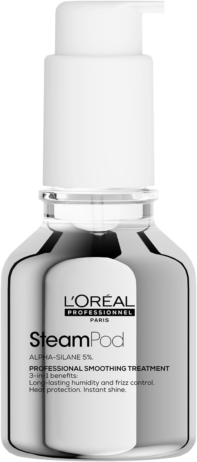 L’Oreal Professionnel, 3-In-1 Smoothing Treatment, Up to 72hr Frizz Control, Heat Protection, Shine, Steampod, For All Hair Types, 50ml