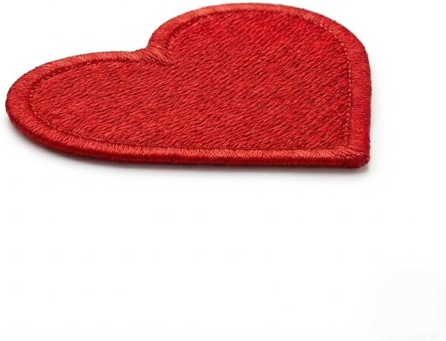 Small Red Heart Patch 2.5x3 Inch, Embroidered Iron On Applique for Clothing Hats Backpacks, DIY Spring Fashion Decor