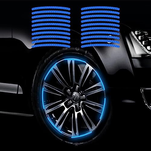 Image of 20PCS Car Wheel Hub Strong Reflective Stickers for Cars Night Safety Warning Reflective Stripe Decal Auto Motorcycle Wheels Rim Cycling Bicycle Truck Car Stickers (Blue)