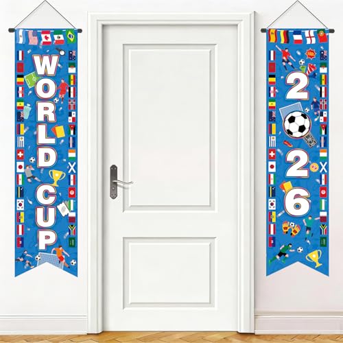 AhfuLife Bannière de Porte pour Coupe du Monde, 117 x 30 cm Décorations de Porte Coupe du Monde Football 2026, Suspendue Bannière de Football pour...