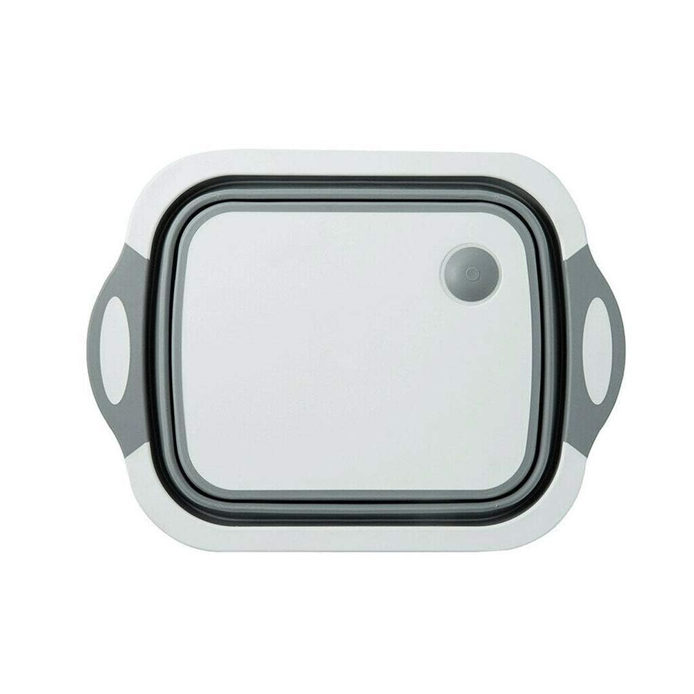 JAMBUVANTI Folding Cutting Board Vegetable Washing Basket Tray 2 in 1 Sink Cutting Board Draining Basket with Plug Folding Washbasin (Random Color)