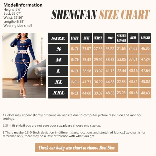 Image of Women's Elegant Church Vintage Bodycon Dress Casual Long Sleeve Work Business Pencil Split Sheath Midi Dresses