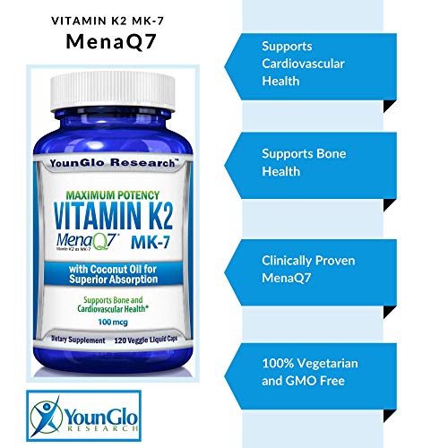 Vitamin K2 Mk7 - Menaq7 And Coconut Oil For Superior Absorption - 120 Soy-Free Non-Gmo Vegetarian Liquid Caps 100 Mcg. (1 Pack) #TOP4