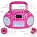 hPlay GC09 Pink Kids Boombox CD Player with Bluetooth & Microphone Input - Portable Stereo Radio with USB/AUX, Multi-Color LED Lights, Sing Along Karaoke Function - MP3 Music Player for Girls