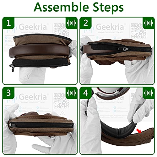 Geekria Replacement Medium Hook and Loop Headband Cover + Pad Set, Compatible with ATH, Bose, Beats, JBL, Hyperx - Image 4