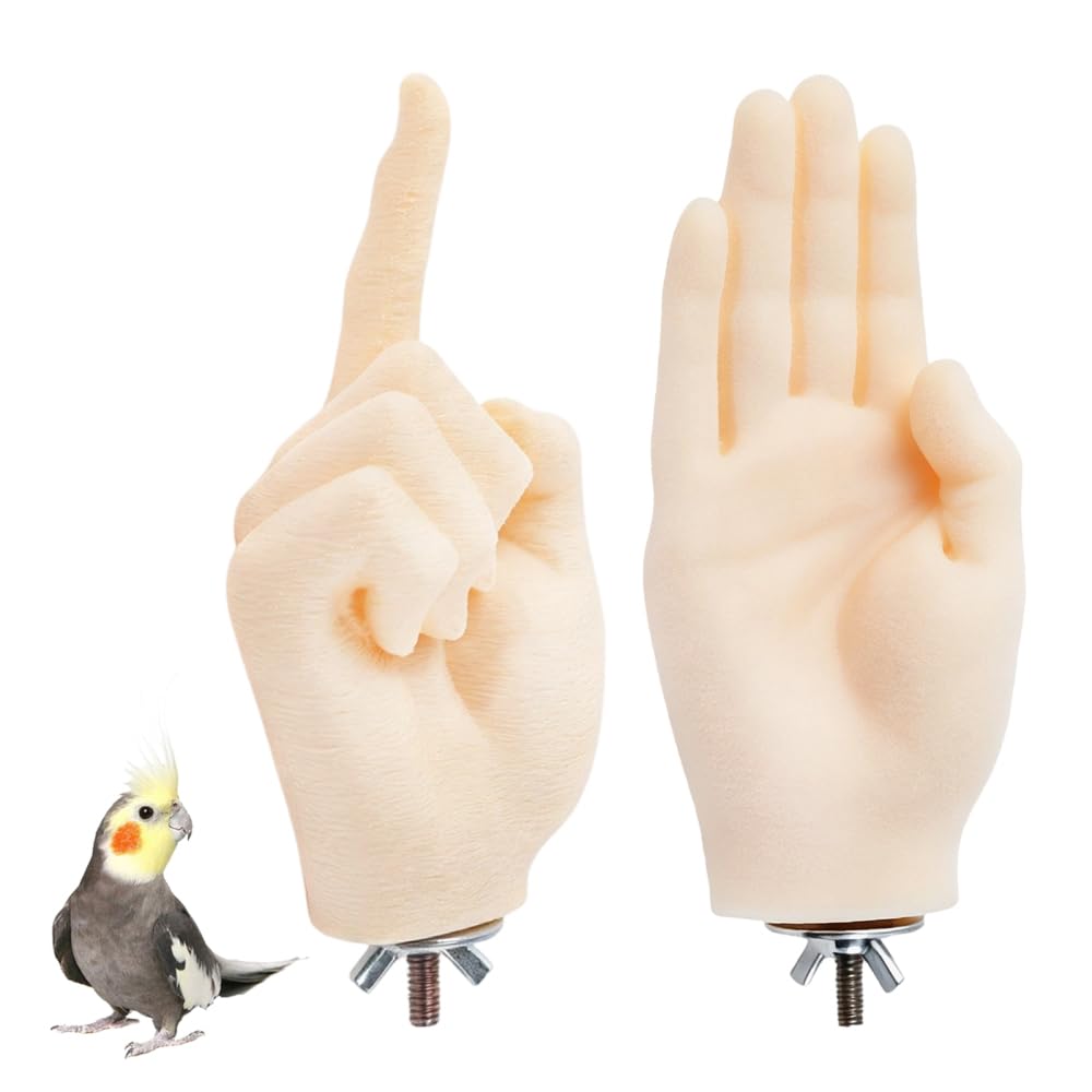 Bird Training Perch, 2 Pcs Hand Shaped Parrot Training Platform