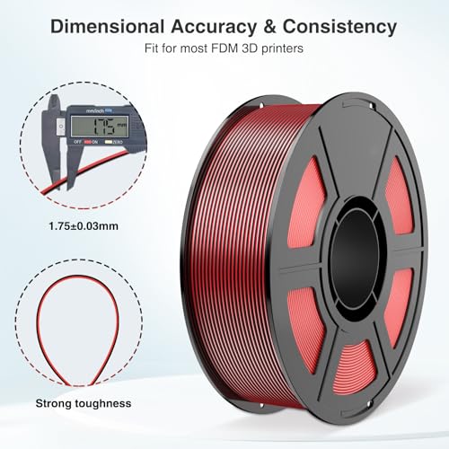 Image of Red Black Dual Color Silk PLA Filament 1KG(2.2lbs), High Speed Halloween Multicolor 3D Printer Filament 1.75mm Fits 3D Printers & 3D Pens