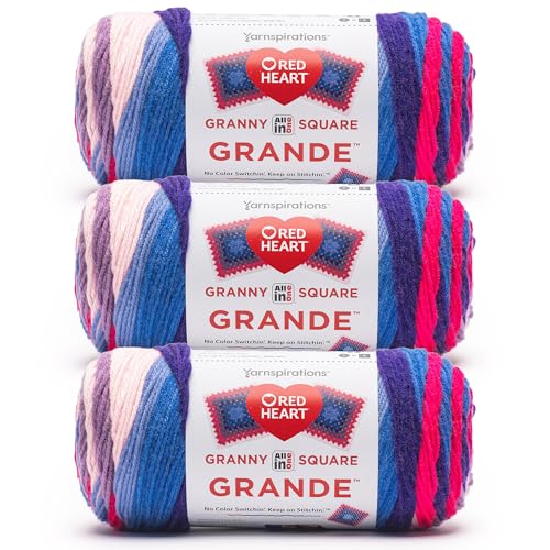 Image of Red Heart Granny Square Grande Yarn for Crocheting, Phenomenon, 3-Pack