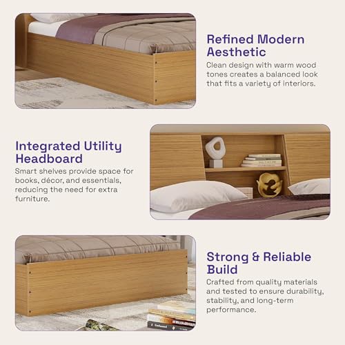 Image of Wakefit Bed | 1 Yr Warranty | Bed Queen Size, Comes with Storage Box, Noise Free, Density: 680-750 kg /m, Termite & Borer Resistant, Fits Mattresses Up to 8 Inches (Orion 78 x 60 - Urban Teak)