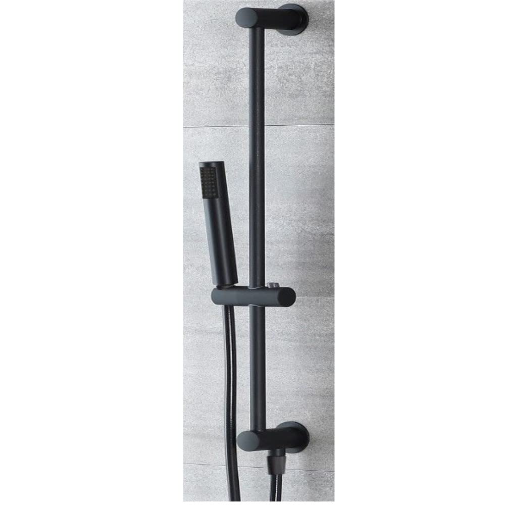 Milano Black Nero Hand Shower Handset Hose Outlet Elbow Riser Rail