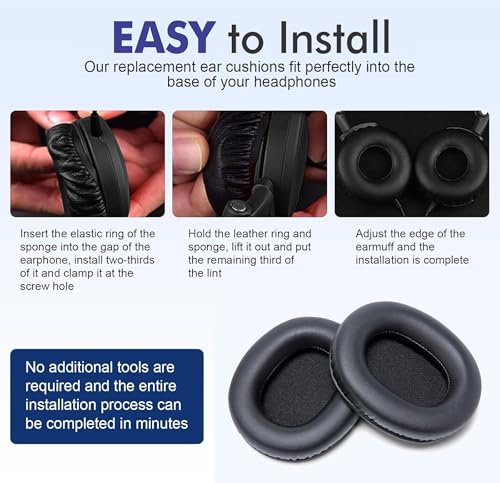 Image of Mayklen Headphone Cushion Pad Compatible with Boat Rockerz 550 & Boat Immortal IM 700 /IM1000D /IM 1300 Ear Cushion Replacement Pads Protein Leather, High-Density Memory Foam Earpad Cushions