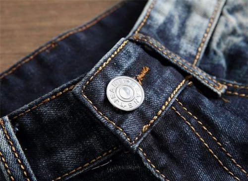 AITITIA Men's Biker Zipper Deco Washed Straight Fit Jeans3