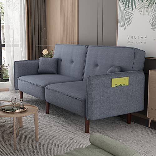 Fulife Convertible Futon Sofa Bed, Modern Sleeper Couch With 3 Adjustable Backrests And 6 Solid Wood Legs, Loveseat Recliner For Living Room, Apartment, Small Places, Grey #TOP15