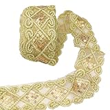 Beaded Lace Trim Gold Lace Ribbon Applique Sequin Mesh Trim Sewing Supplies for Clothing Decorating