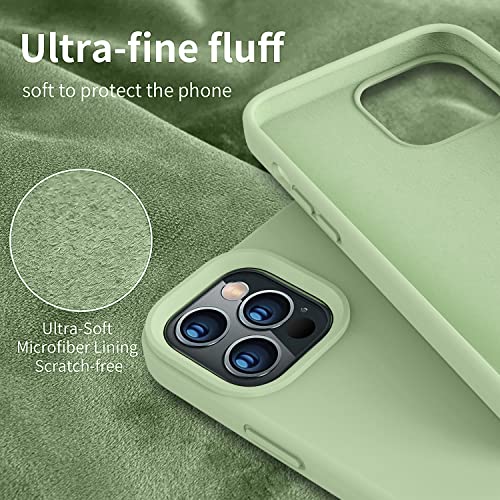 Vooii Compatible With Iphone 12 Pro Max Case, Soft Liquid Silicone Full Body Protective Slim Case With [Anti-Scratch Microfiber Lining] [Camera Protective] [Support Wireless Charging] - Matcha #TOP3