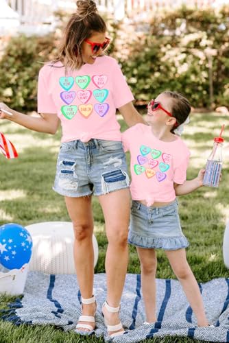 Image of Mommy and Me Valentines Day Shirts: Love Heart Tshirt Family Matching Outfits Mom and Girls Valentines Day Gifts