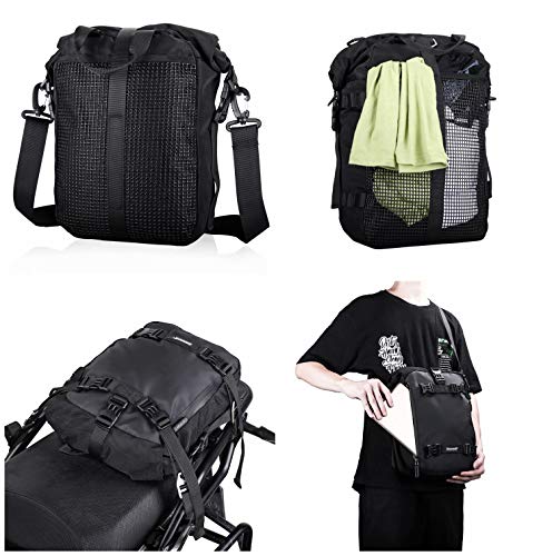 Rhinowalk Multifunktional Motorradtasche Motorradgepäck 10/20/30L Motorrad Pannier Satteltaschen Gepäckträgertaschen Hecktasche Hinterradtasche, Schwarz-10L