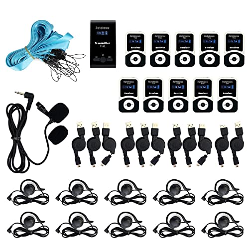 Retekess T130 Church Translation System,Wireless Tour Guide System, Assistive Listening Device, Pll Translation Headset For Simultaneous Interpreting(1 Transmitter 10 Receivers) #TOP7