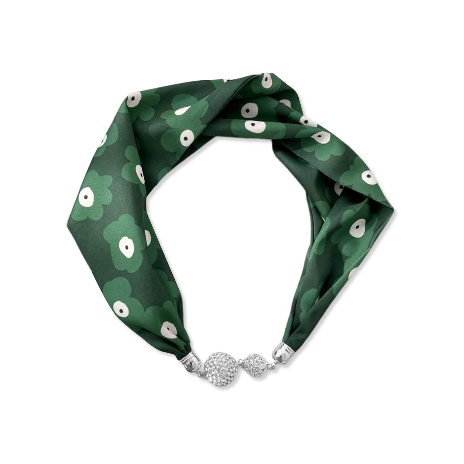 LumiSyne Foulard En Soie Avec Collier Boucle Magnétique Strass - Écharpe Polyvalente Élégante Pour Femme