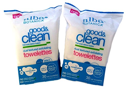 Alba Botanicals Good & Clean Dual Textured Exfoliating Towelettes 30ct (2 Pack)