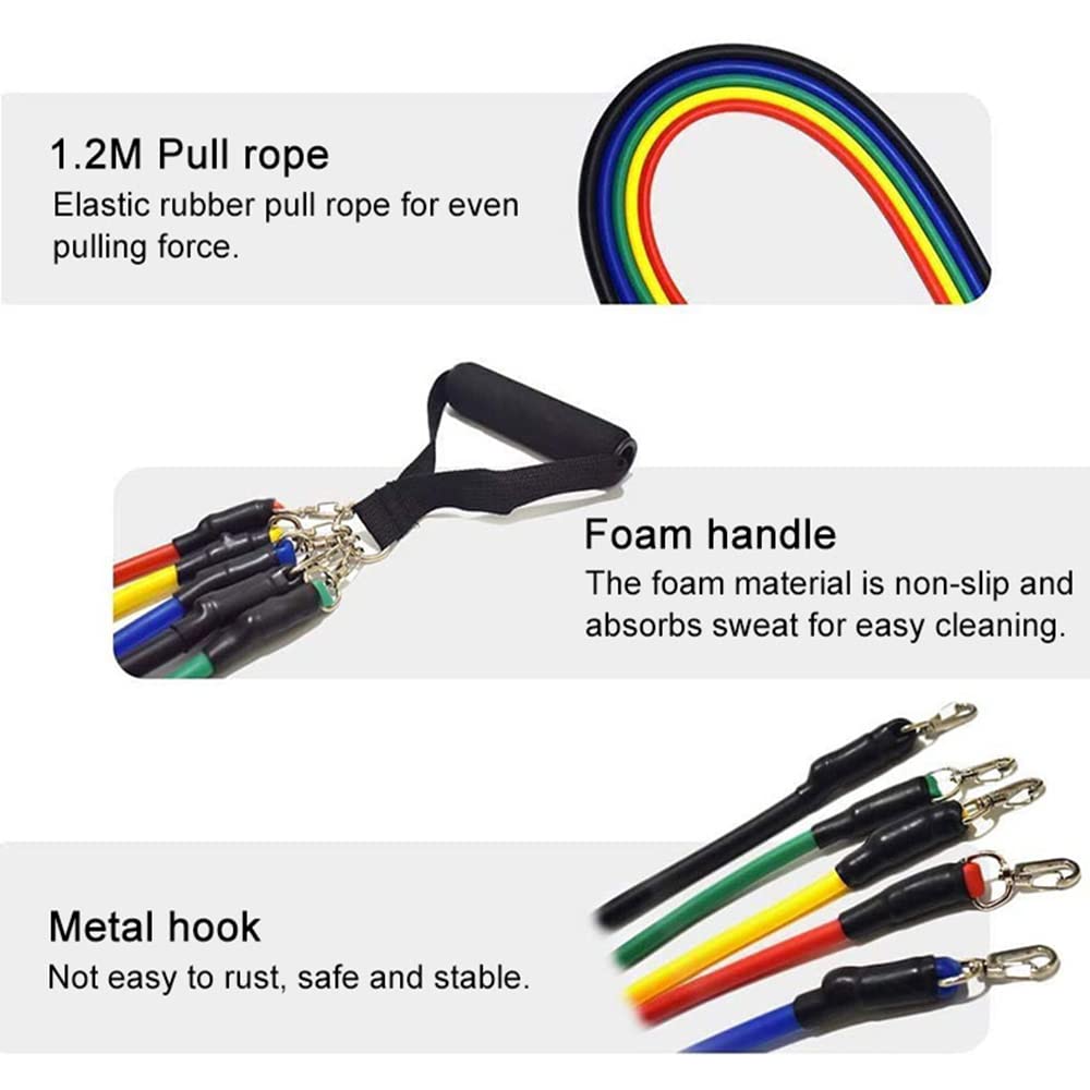11Pezzi Set Latex Pull Rope Resistance Bands Indoor Portable Fitness Equipment Cinturino alla Caviglia Esercizio Allenamento Expander Fascia Elastica