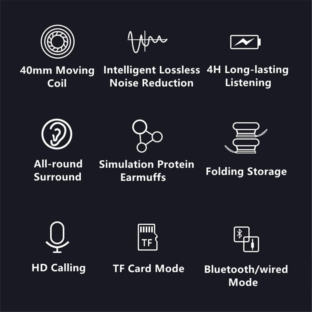 Bezprzewodowe Słuchawki Nauszne Bluetooth 5.0, Nauszne Składane Słuchawki Z Aktywnym Tłumieniem Szumów, Hi-res Audio, Deep Bass, 10 Godzin Odtwarzania, Z Mikrofonem, Fm, Sd/Tf, Red