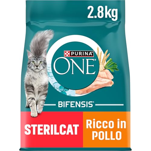 PURINA ONE Bifensis Sterilcat Croccantini per Gatto Adulto Sterilizzato con Pollo, Formula Nutriente per Microbioma Intestinale, Confezione da 2,8 kg