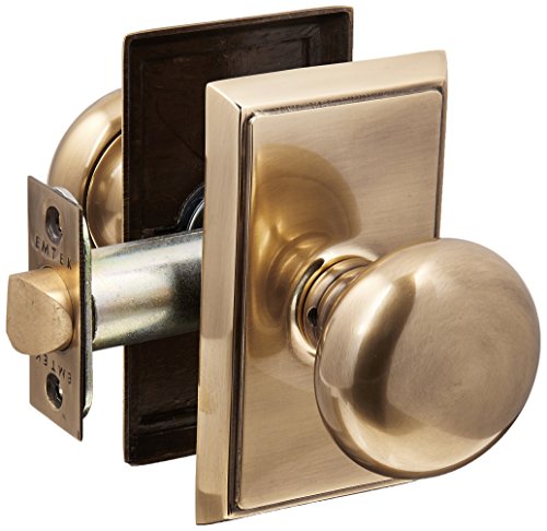 Providence Door Set with Round Brass Knobs Privacy in Antique Brass. Doorsets.