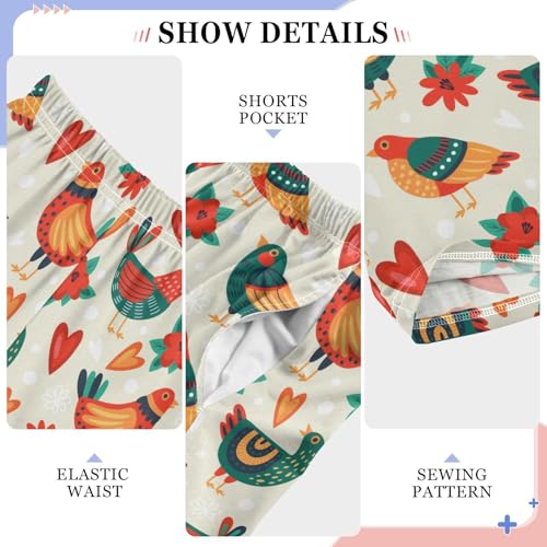 Birds Love Flowers Boys Long Pants Soft Trousers Elastic Waist Kids Lounge Bottoms with Pockets S-XL4