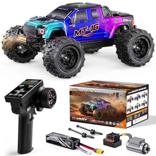 DIKAVEY Camion TéLéCommandé 4x4 Brushless 1/16, Vitesse Maximale 80 Km/H, Tout-Terrain, avec Batterie 3s, éTanche Et Haute Vitesse,IdéAl pour Les Adultes...