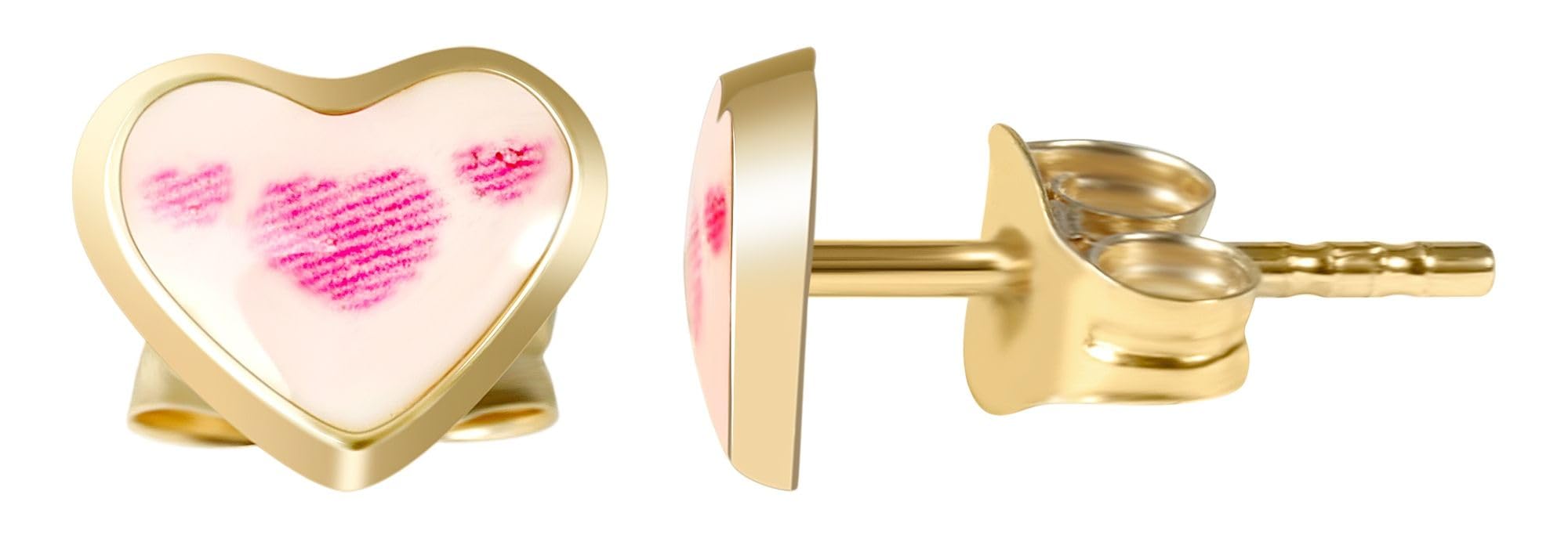 Akzent Hila 5500124 - Orecchini per bambini a forma di cuore in oro rosa 33 8 carati, 5 x 6 x 1 mm, Oro giallo