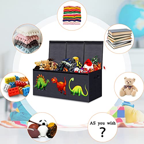 Annkie Extra Large Toy Box Chest For Boys, Collapsible Sturdy Storage Bins With Lids, Large Toy Box Chest Storage Organizer For Kids,Girls, Nursery Room, Playroom, Closet, 40.6"X16.5"X14.2"(Dinosaur) #TOP4