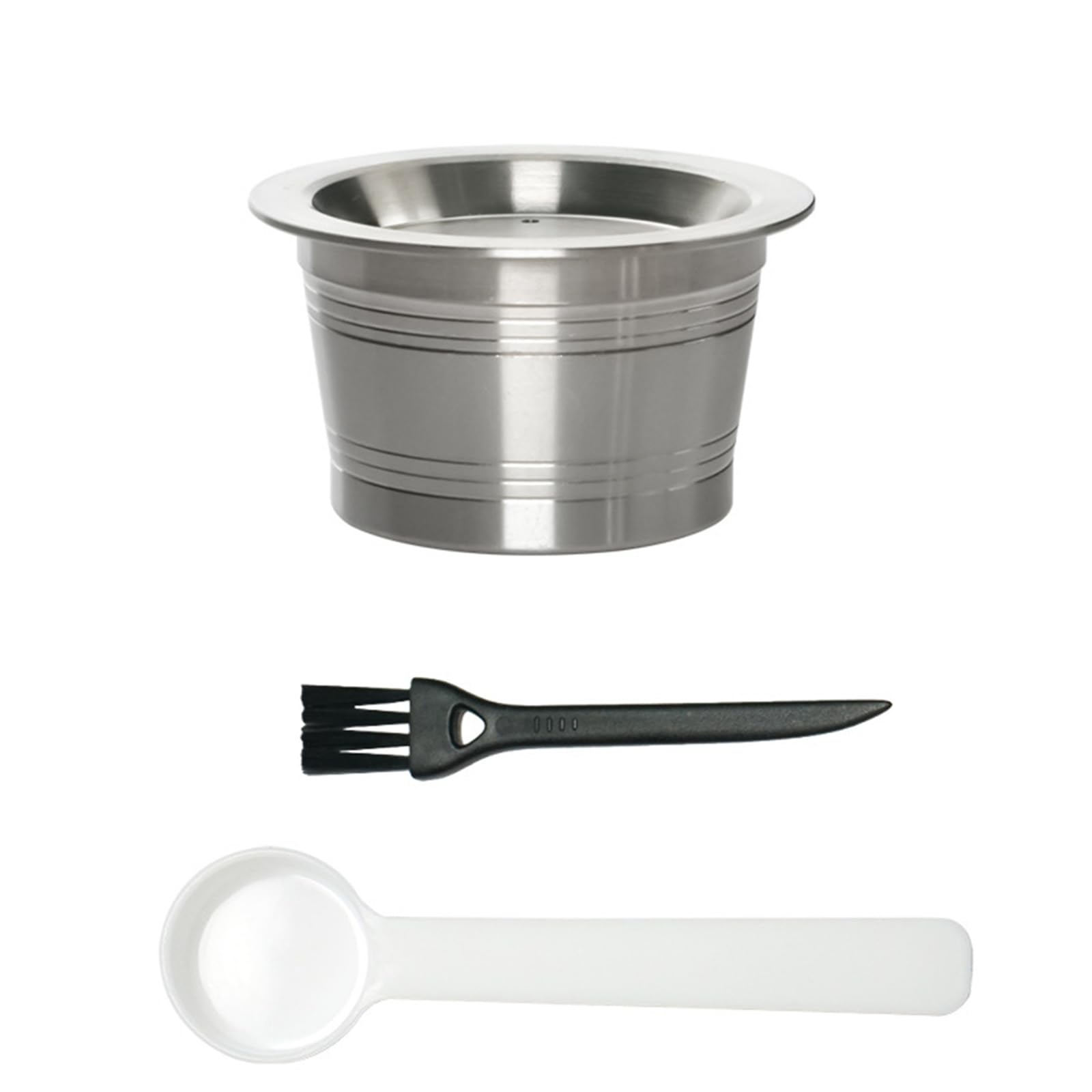 VlHpnpe Dishwasher Safe Metal Espresso Pods Cup Coffee Pods Shell with Cleaning Brush Stainless Steel Texture for Coffee