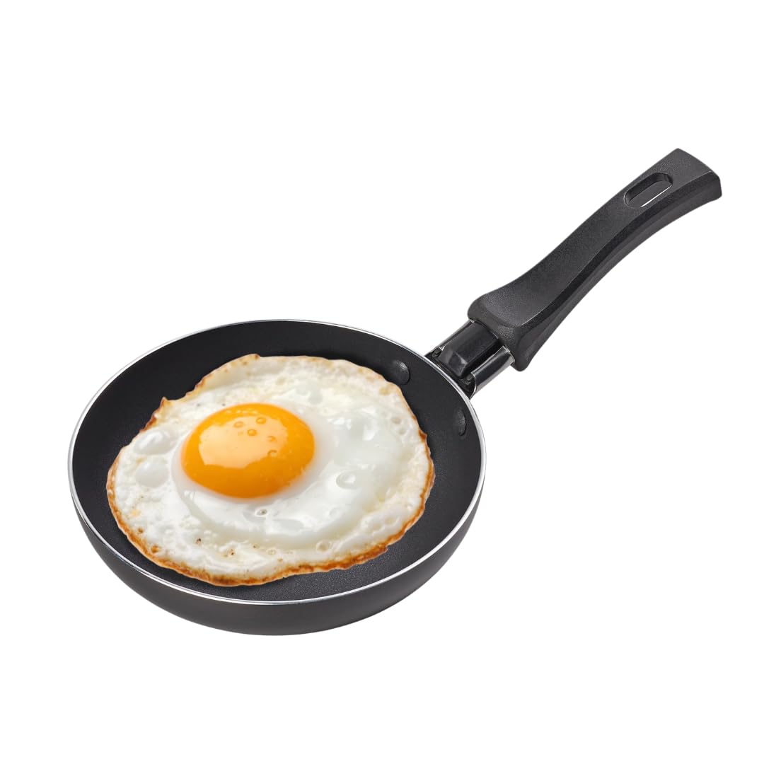 Chef Aid Mini Aluminium Non-Stick Coated Frying Pan, Measures 14cm Wide and Ideal for Frying Eggs or Single Servings, Comes with a Heat Resistant Handle, Suitable for Gas or Electric hobs
