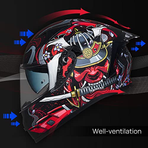 Ilm Motorcycle Helmet Full Face With Pinlock Compatible Clear&Tinted Visors And Fins Street Bike Motocross Casco Dot Model Z501(Armor Red, Large) #TOP4