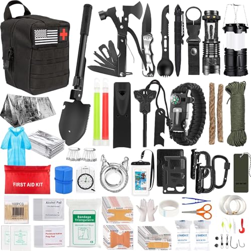 TIEJIANDAN Kit de primeros auxilios personalizado, artículos esenciales para acampar con accesorios que combinan libremente, kit de supervivencia táctico profesional para aventuras de terremotos