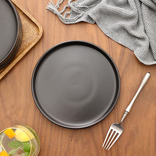 Image of Stone Lain Coupe Stoneware Set of 4, Salad Plates, Black Matte