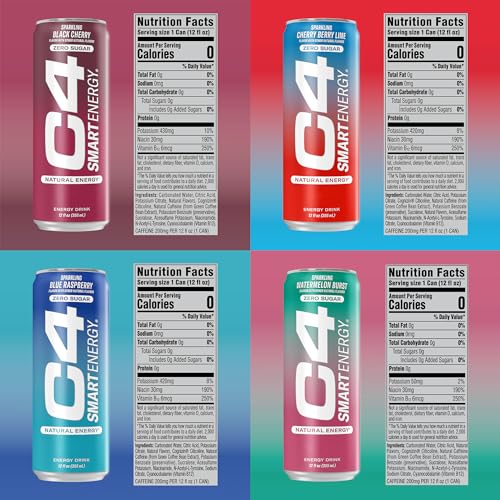 Image of C4 Smart Energy Drinks Variety Pack Bundle (24 Pack) | 4 Flavor Tropical Oasis Variety 12 Pack + 4 Flavor Berry Breeze Variety 12 Pack