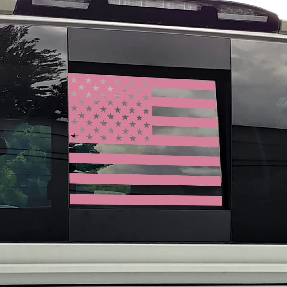 BocaDecals Middle Rear Window American Flag Decal Accessory Easy Install Compatible with and Fits 2005-2022 Nissan Frontier (Pink)