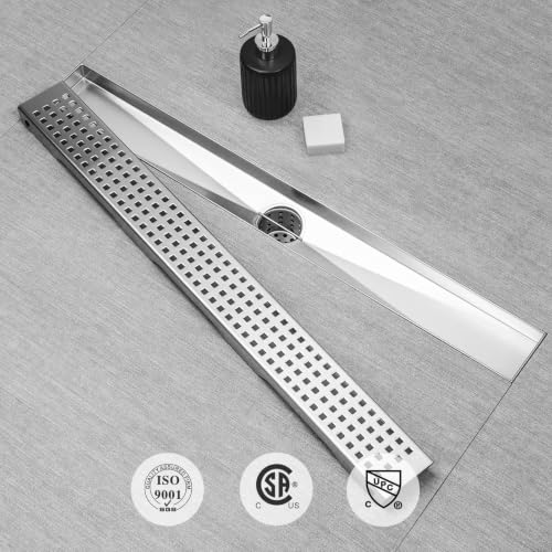 SaniteModar Linear Shower Drain 54 inch Brushed with Square Hole Panel by SaniteModar - Used condition - Image 5