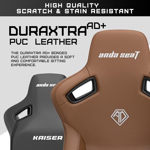 Image of Anda Seat Kaiser 3 Large Gaming Chair for Adults - Ergonomic Brown PVC Leather Gaming Seat with Lumbar Support, Comfortable Office Chair with Neck Support - Heavy Duty Wide Computer Seat