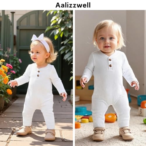 Aalizzwell Newborn Baby Ribbed Romper2
