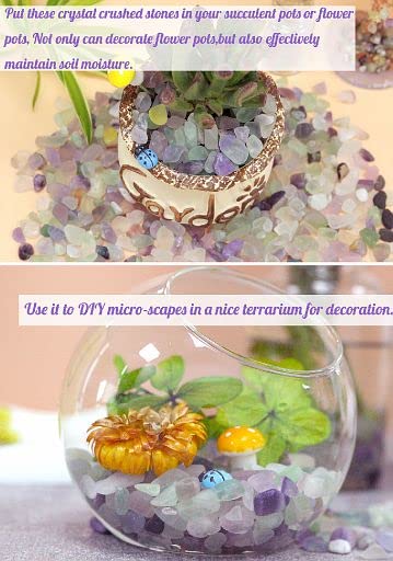Image of YATOJUZI 2lb Fluorite Aquarium Gravel Rocks Natural Tumbled Healing Crystal Chips Bulk Gemstones Crushed Stones for Fountain Vase Filler Planters Decorative Fish Tank Potted Reiki Energy Balancing