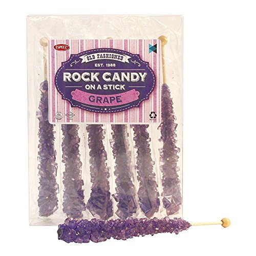 Extra Large Rock Candy Sticks: 6 Purple Rock Candy Sticks - Grape - Individually Wrapped for Party Favors, Candy Buffet, Showers, Receptions, Old Fashioned Espeez Bulk Candy on a Stick