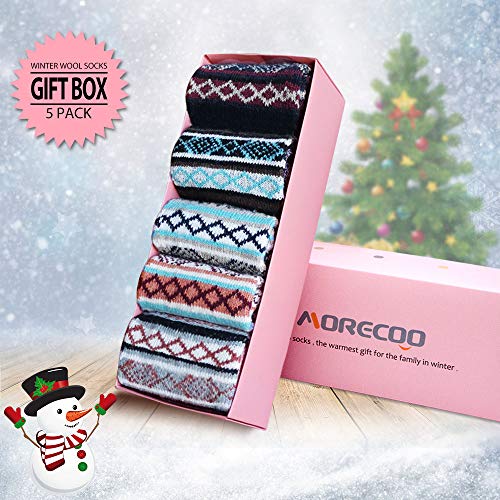 Image of MORECOO Socks for Women - Christmas Gifts for Women - Stocking Stuffers - Thick Wool Soft Warm Cozy Crew Womens Socks