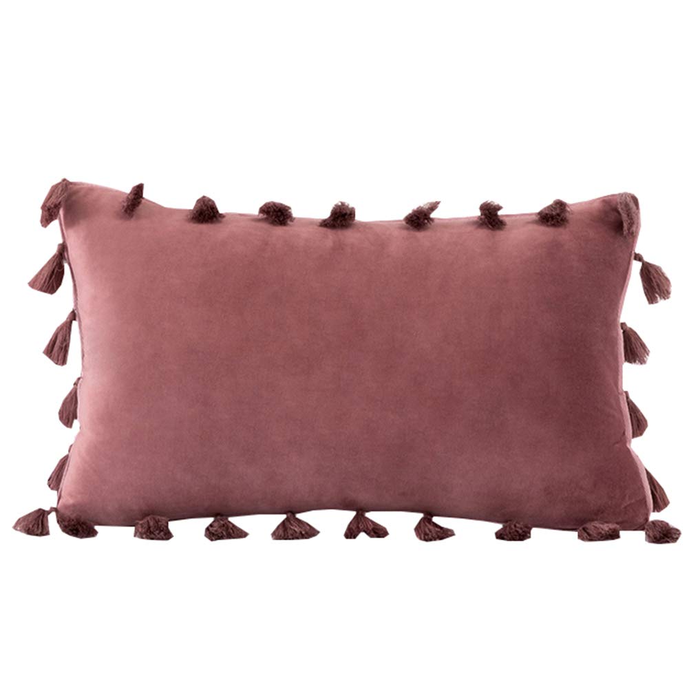Housse de coussin velours bohème 30x50 unie taie décorative salon chambre voiture